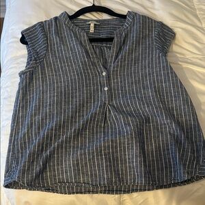 Joie Navy Striped Blouse
